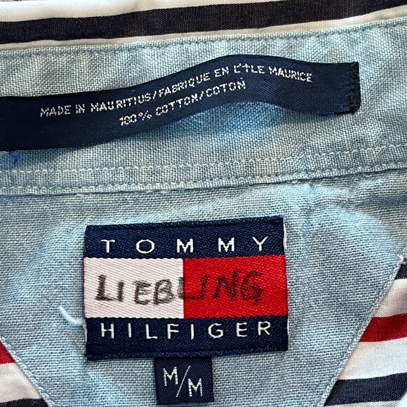 Tommy Hilfiger Vintage Red White Blue Striped Button Front Shirt BDC - Picture 7 of 7